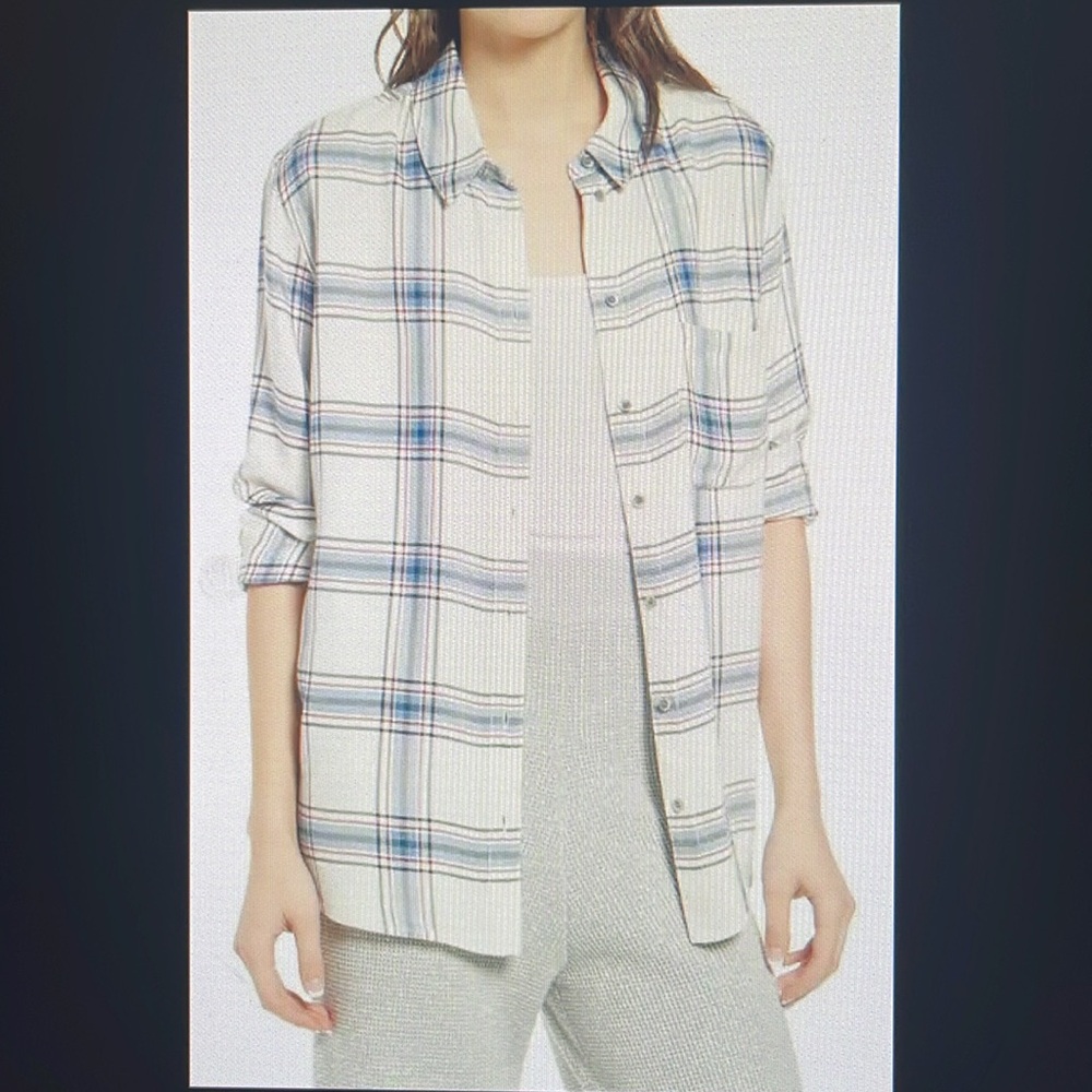 Treasure & Bond Plaid Boyfriend Button Down - Size XL